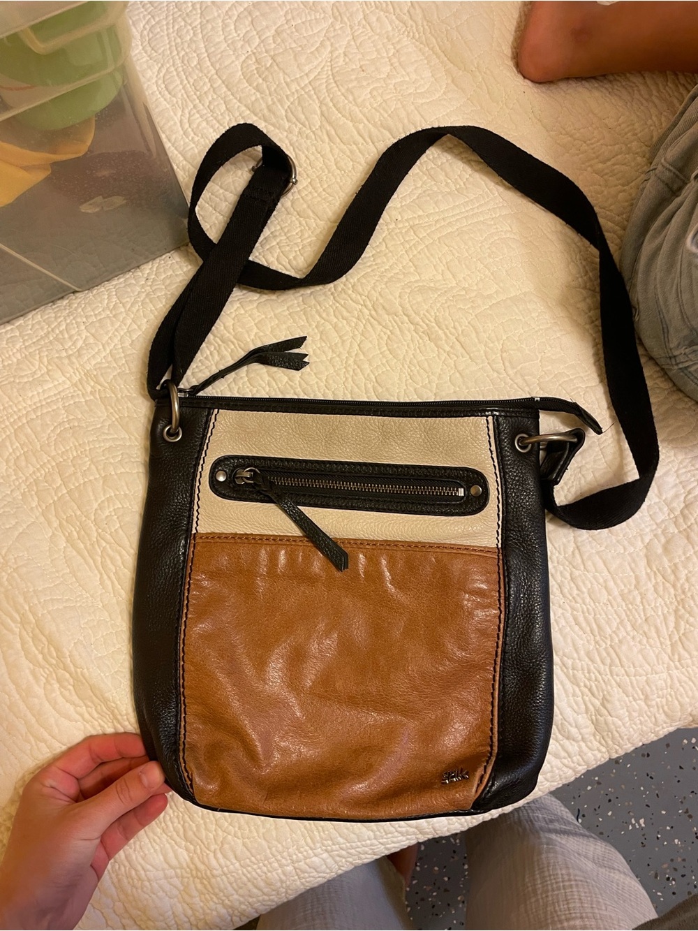 The Sak Tricolor Crossbody Bag - Black, Brown & Cream